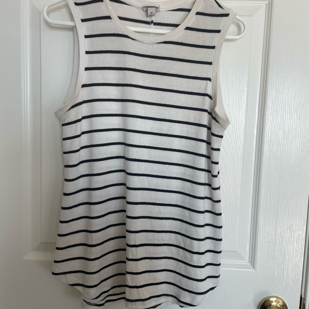 a new day White and Black Striped Sleeveless Knit Tank